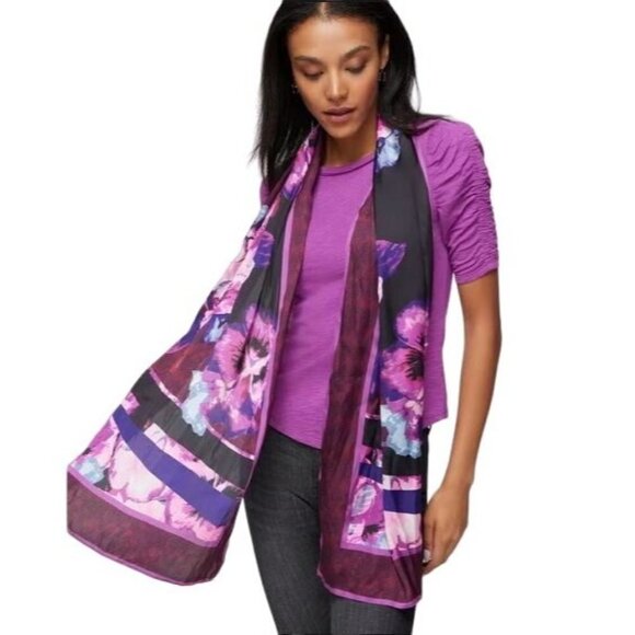 White House Black Mark Exotic Viola Oblong Scarf O/S $79